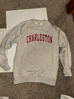 Brandy Melville Gray Crewneck with Red Charleston Print